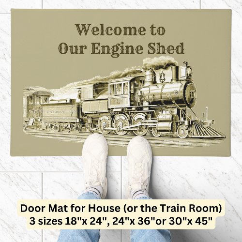 Vintage Steam Train Engine Locomotive Sepia Doormat
