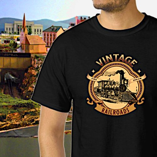 Vintage Steam Train Engine Railroads T_Shirt