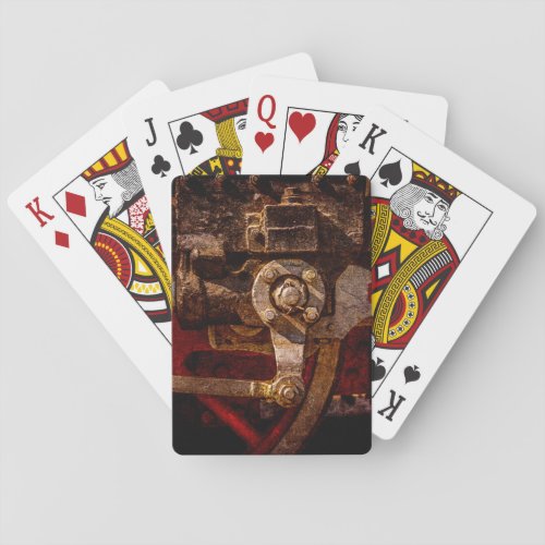 Vintage steam train gear playing cards