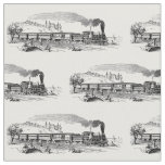 Vintage Steam Train Illustration Pattern Fabric