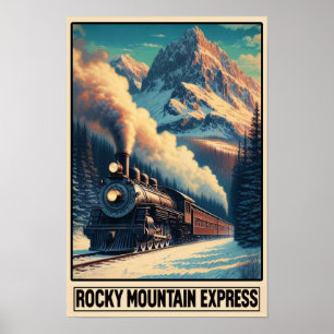 Vintage Steam Train in a Mountain Landscape Poster