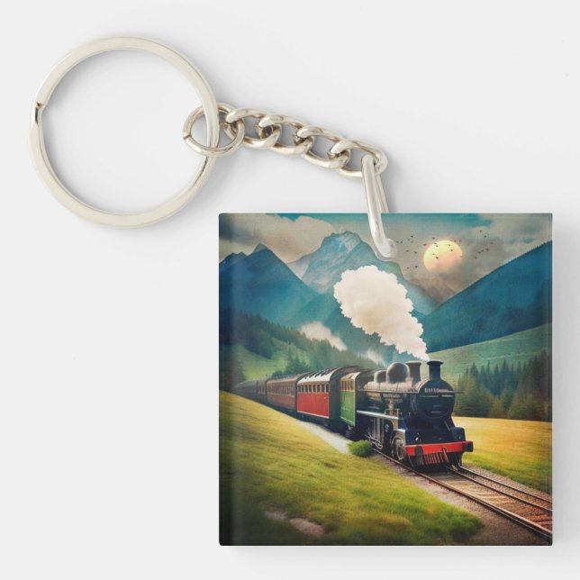 Vintage Steam Train Keychain (Front)