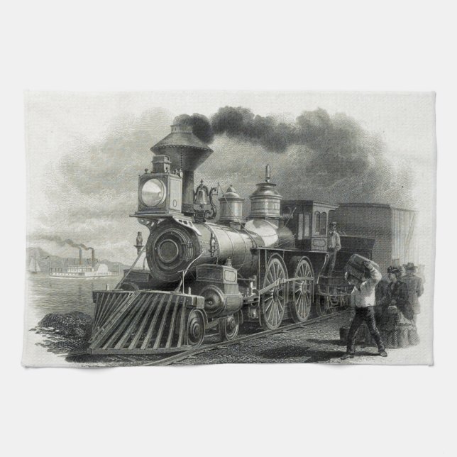 Vintage Steam Train Kitchen Towel (Horizontal)