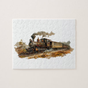 Vintage steam train landscape illustration  jigsaw puzzle