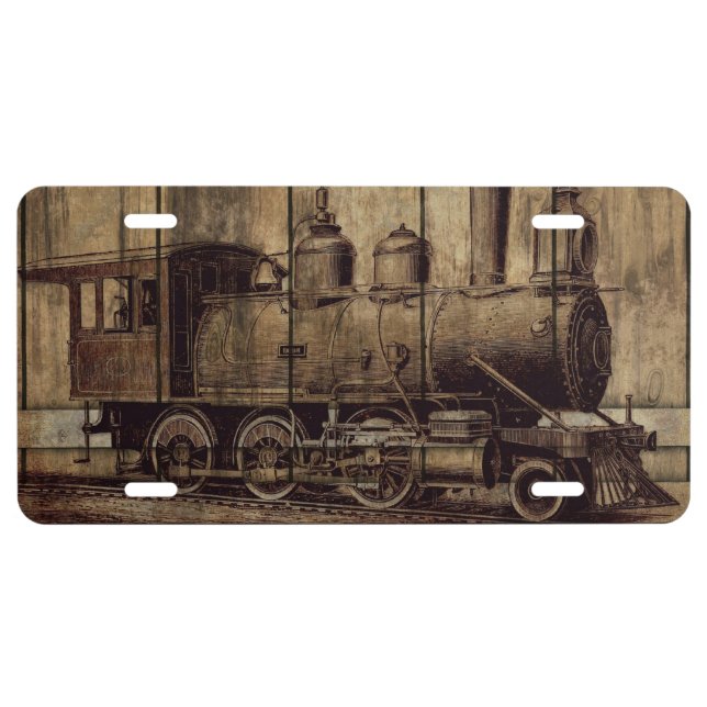 Vintage Steam Train License Plate (Front)