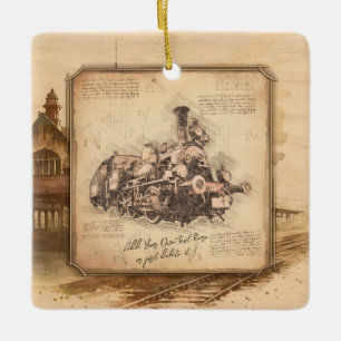 Vintage Steam Train / Locomotive Art. Driver Gift Ceramic Ornament