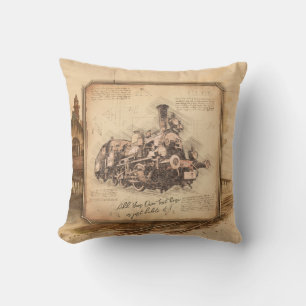 Vintage Steam Train / Locomotive Art. Driver Gift Throw Pillow