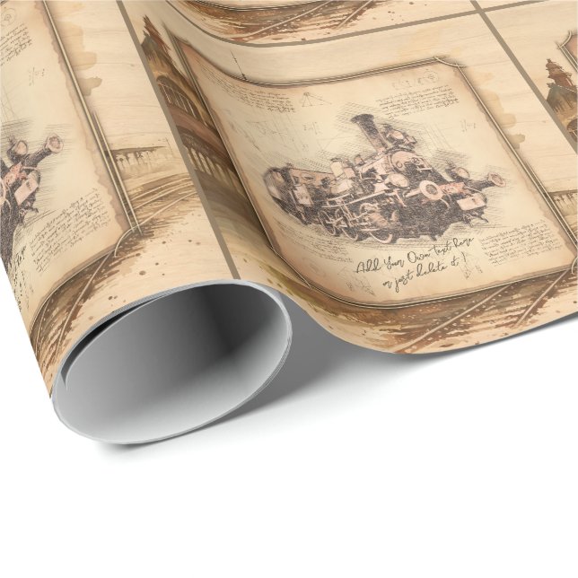 Vintage Steam Train / Locomotive Art. Driver Gift Wrapping Paper (Roll Corner)