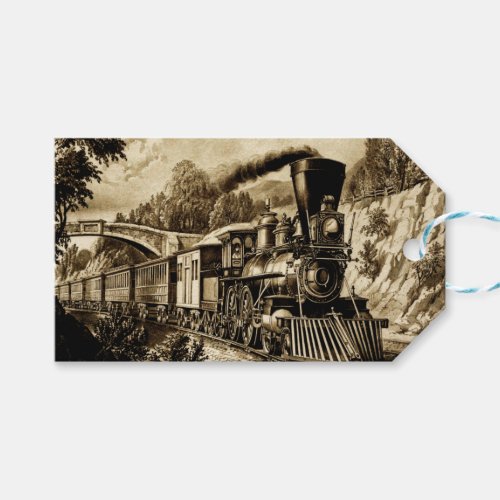 Vintage Steam Train Mans Birthday Party Thank You Gift Tags