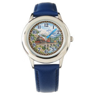 Vintage Steam Train Mountain Scenic Watch