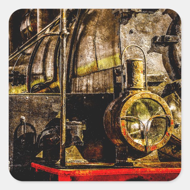 Vintage Steam Train - Old Timer Square Sticker (Front)