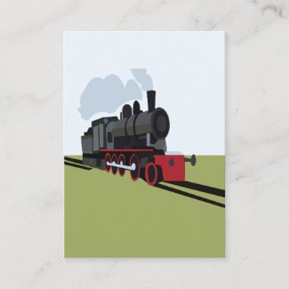 Vintage Steam Train on Railroad Track Art
