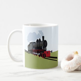 Vintage Steam Train on Railroad Track Art