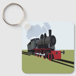 Vintage Steam Train on Railroad Track Art