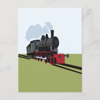 Vintage Steam Train on Railroad Track Art