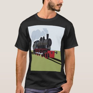 Vintage Steam Train on Railroad Track Art