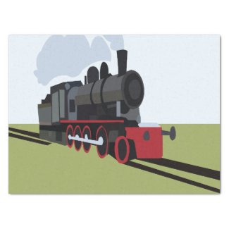 Vintage Steam Train on Railroad Track Art