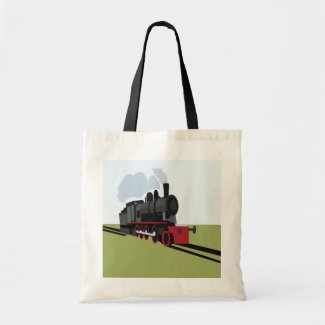 Vintage Steam Train on Railroad Track Art