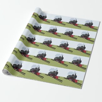 Vintage Steam Train on Railroad Track Art