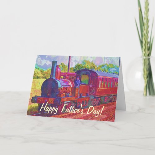 Vintage Steam Train Rail_lovers Fathers Day Card