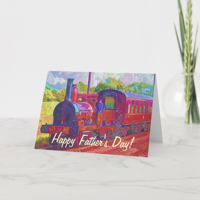 Vintage Steam Train Rail-lovers Fathers Day Card (Front)