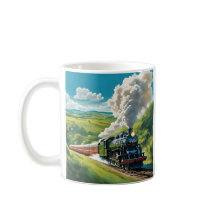 Vintage Steam Train Scenic Illustration Mug