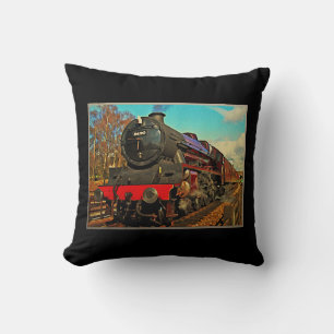 Vintage Steam Train Throw Pillow