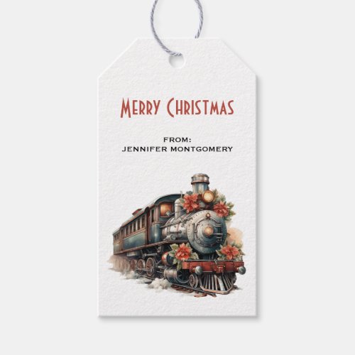 Vintage Steam Train Traditional Christmas Gift Tags