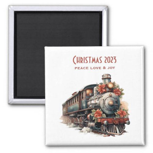 Vintage Steam Train Traditional Christmas Magnet