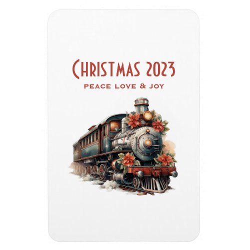 Vintage Steam Train Traditional Christmas Magnet