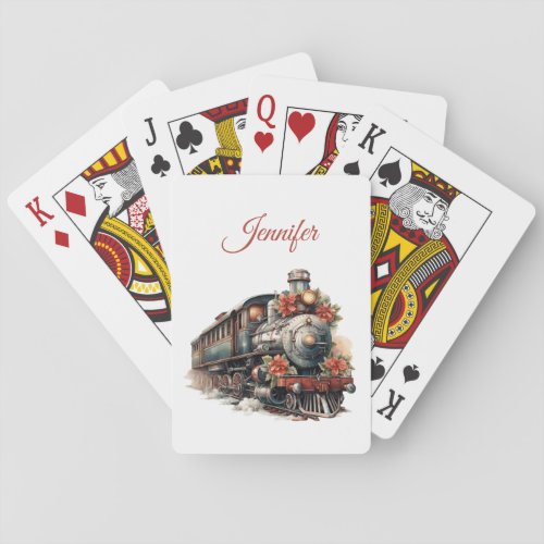 Vintage Steam Train Traditional Christmas Playing Cards