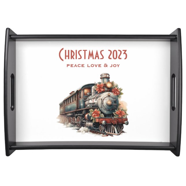 Vintage Steam Train Traditional Christmas Serving Tray (Front)