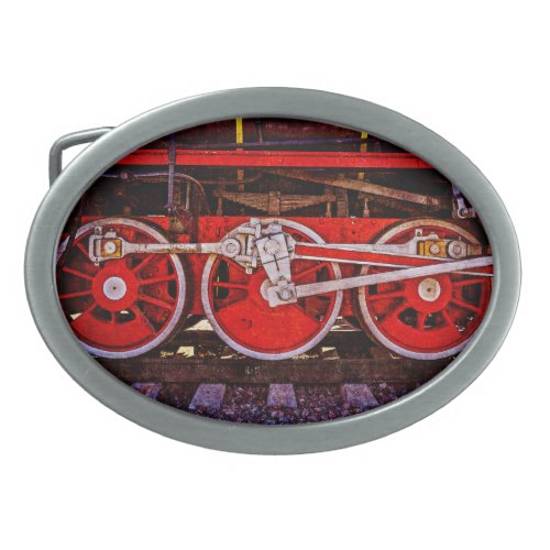 Vintage Steam Train Wheels Belt Buckle