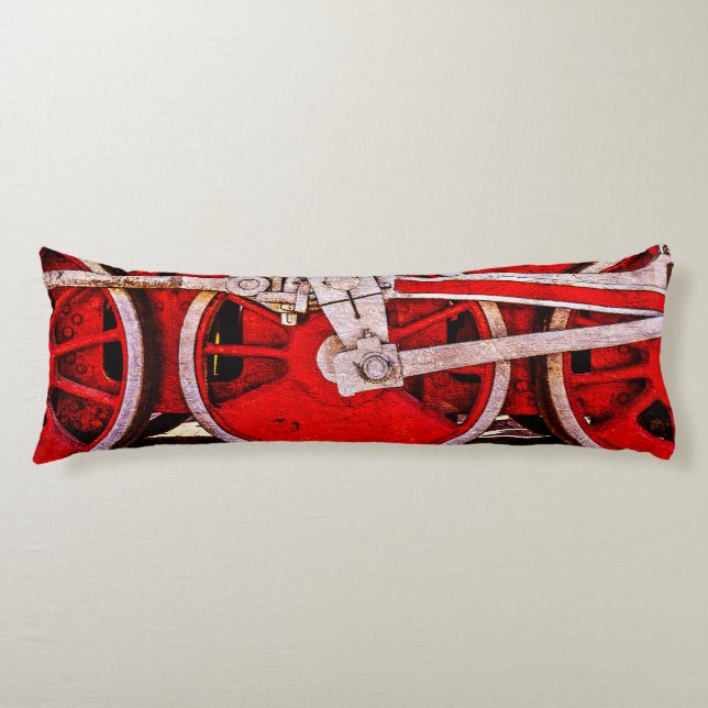 Vintage Steam Train Wheels Body Pillow (Front)