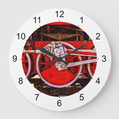 Vintage Steam Train Wheels Large Clock