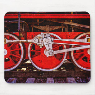 Vintage Steam Train Wheels Mouse Pad