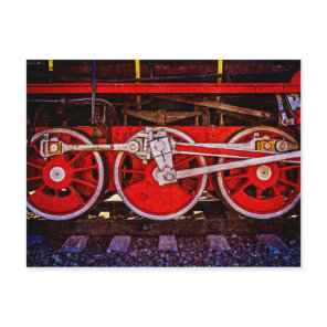 Vintage Steam Train Wheels Postcard