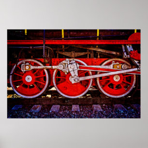Vintage Steam Train Wheels Poster