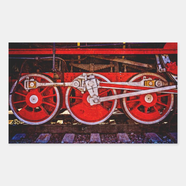 Vintage Steam Train Wheels Rectangular Sticker (Front)
