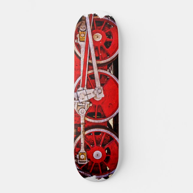 Vintage Steam Train Wheels Skateboard Deck (Front)