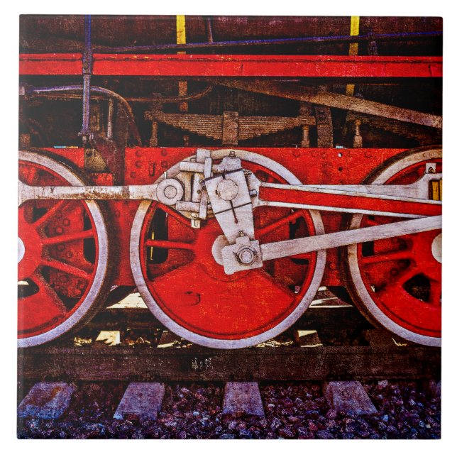 Vintage Steam Train Wheels Tile (Front)