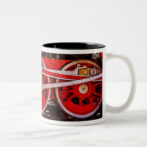 Vintage Steam Train Wheels Two_Tone Coffee Mug