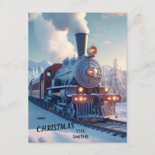 Vintage Steam Train Winter Woodland Snow christmas Postcard