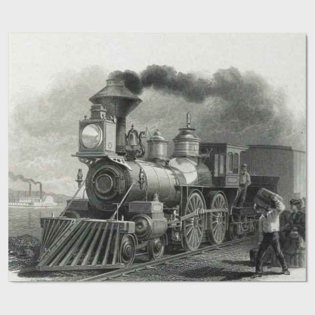 Vintage Steam Train Wrapping Paper (Flat)