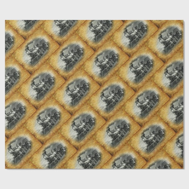 Vintage Steam Train Wrapping Paper (Flat)
