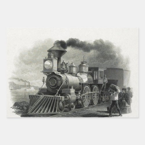 Vintage Steam Train Wrapping Paper Sheets