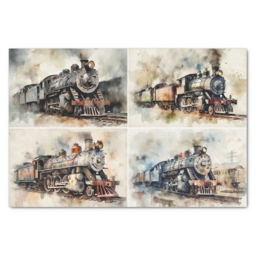 Vintage Steam Trains  Tissue Paper