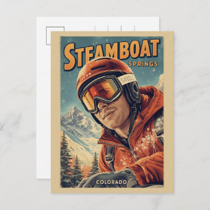vintage Steamboat Springs Colorado Mountain gifts Holiday Postcard
