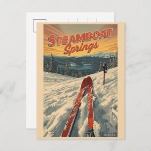 vintage Steamboat Springs Colorado Mountain gifts Holiday Postcard