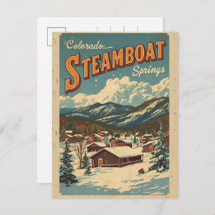 vintage Steamboat Springs Colorado Mountain gifts Holiday Postcard